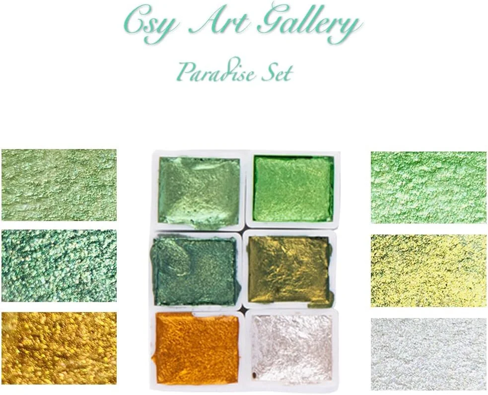 مجموعه رنگ آبرنگ دست ساز هنرمند گالری هنری CSY - رنگ های جامد متالیک طلایی اکلیلی - جعبه فلزی قابل حمل یکپارچهسازی با سیستمعامل - مجموعه رنگ اکلیلی صدفی رنگ درخشان آبرنگ حرفه ای (بهشت) مجموعه رنگ آبرنگ دست ساز هنرمند گالری هنری CSY - رنگ های جامد متالیک طلایی اکلیلی - جعبه فلزی قابل حمل یکپارچهسازی با سیستمعامل - مجموعه رنگ اکلیلی صدفی رنگ درخشان آبرنگ حرفه ای (بهشت)