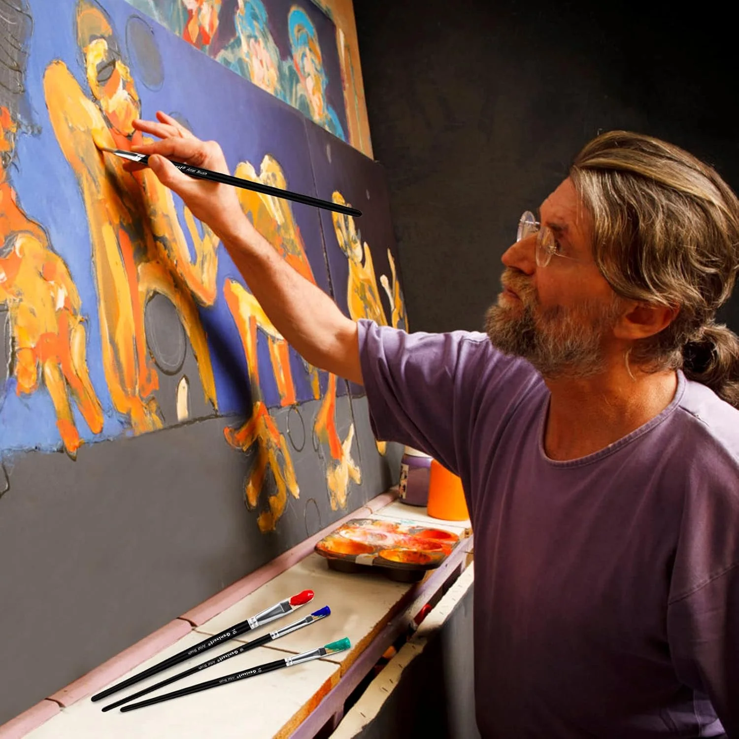 ست قلم موی رنگ روغن آبرنگ اکریلیک Genixart، 9 عدد قلم موی تخت برای نقاشی هنری، قلم موهای نقاشی هنرمند با موی سفید 100% طبیعی برای دانشجویان و بزرگسالان (دسته مشکی) ست قلم موی رنگ روغن آبرنگ اکریلیک Genixart، 9 عدد قلم موی تخت برای نقاشی هنری، قلم موهای نقاشی هنرمند با موی سفید 100% طبیعی برای دانشجویان و بزرگسالان (دسته مشکی)