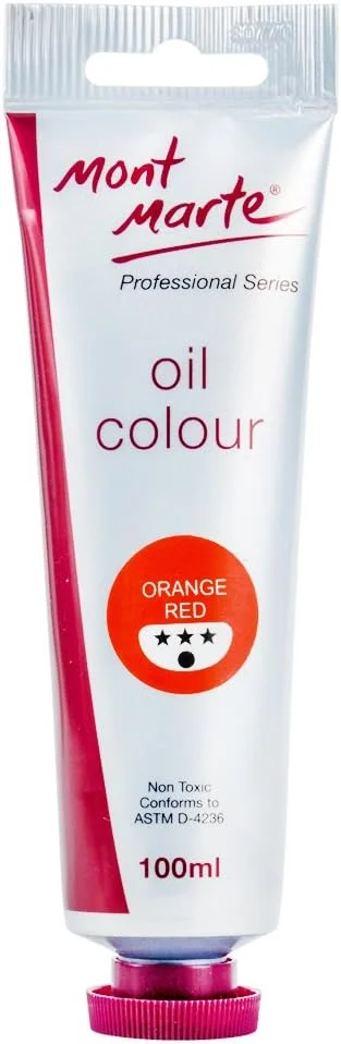 رنگ روغن ممتاز مونت مارته، تیوب ۱۰۰ میلی لیتری (۳.۴ اونس مایع)، قرمز نارنجی، رنگ بدنه سنگین، کیفیت هنرمند، پوشش خوب، قدرت رنگ دهی عالی، ایده آل برای نقاشی روی بوم