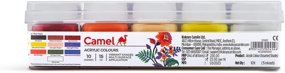 رنگ اکریلیک فوق العاده شتر - 15 میلی لیتر، 10 رنگ رنگ اکریلیک فوق العاده شتر - 15 میلی لیتر، 10 رنگ