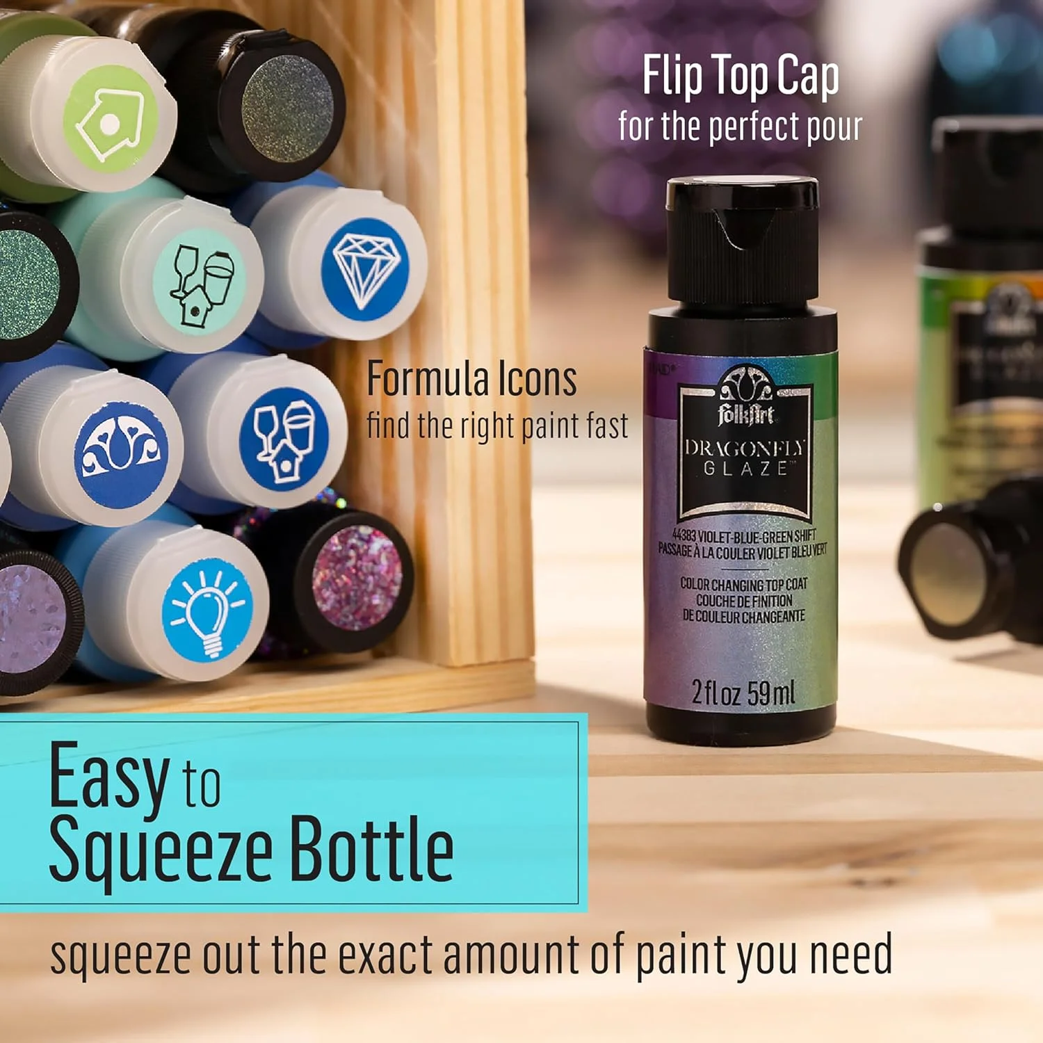 رنگ چند سطحی لعابی سنجاقک فولک آرت - طیف کامل - 2 اونس رنگ چند سطحی لعابی سنجاقک فولک آرت - طیف کامل - 2 اونس