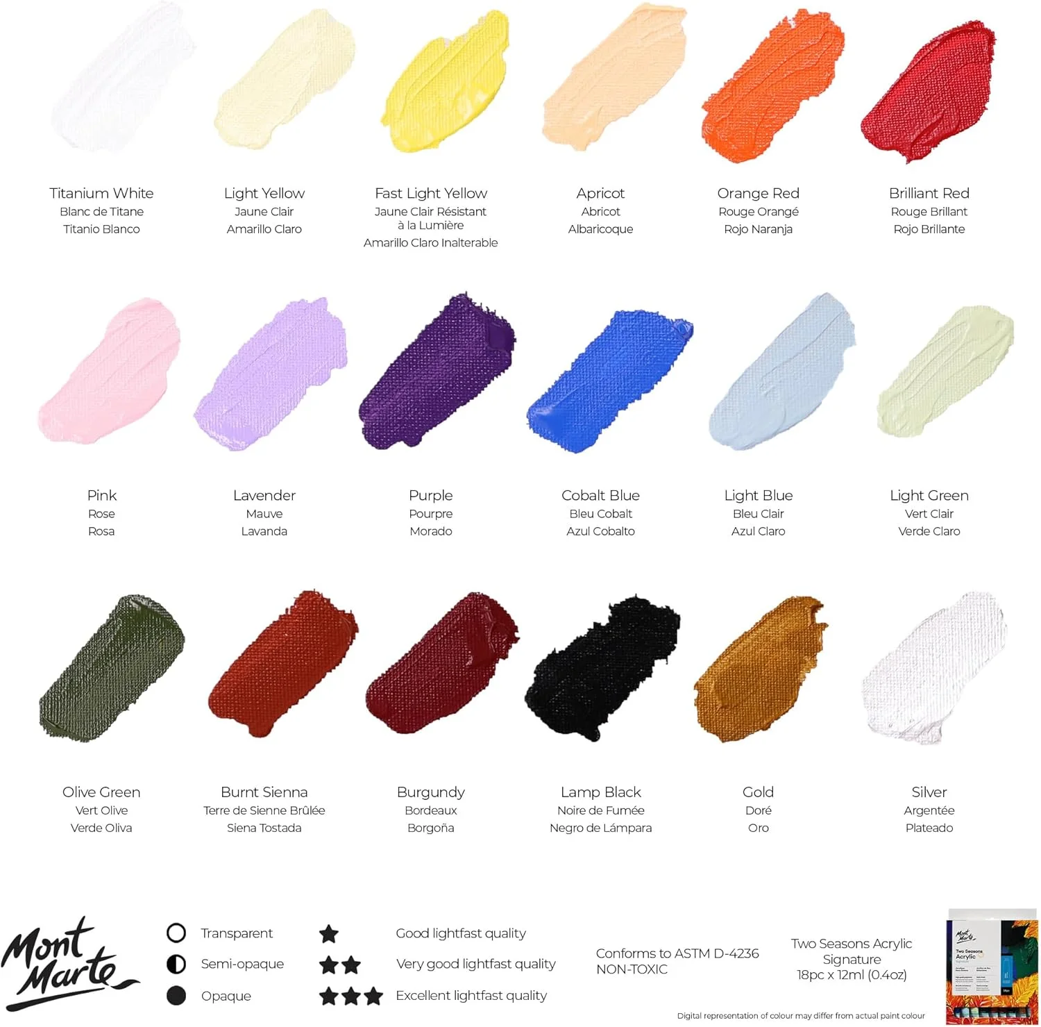 ست رنگ اکریلیک 18 عددی 12 میلی لیتری