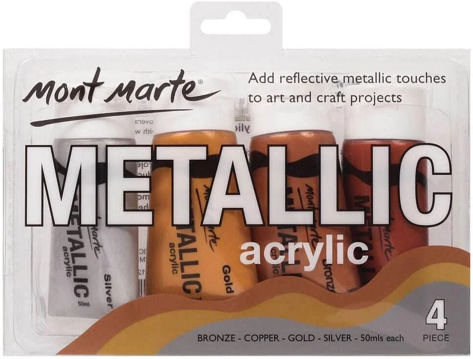 ست رنگ اکریلیک متالیک مونت مارته 4x50 میلی لیتر ست رنگ اکریلیک متالیک مونت مارته 4x50 میلی لیتر