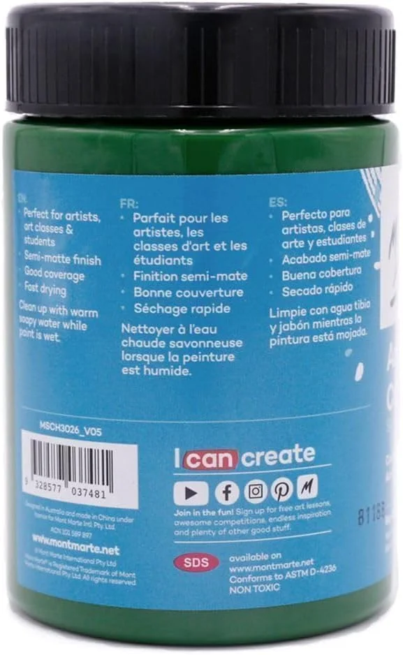 Mont Marte Acrylic Colour Sap Green 300ML Mont Marte Acrylic Colour Sap Green 300ML