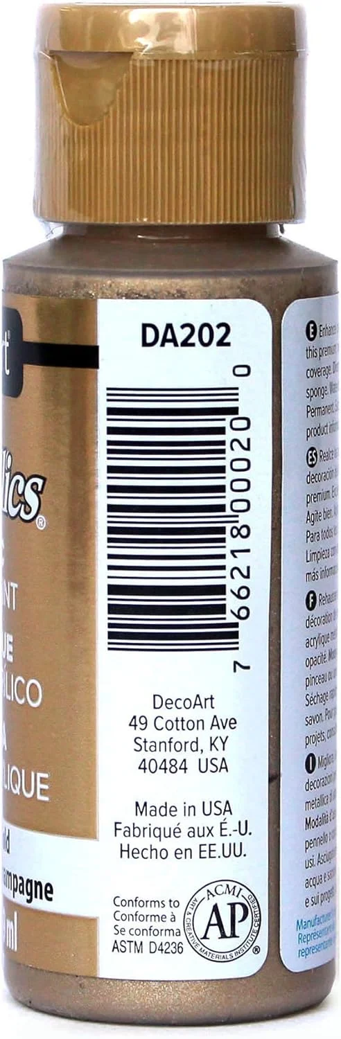 رنگ اکریلیک متالیک دکوآرت آمریکانا، طلایی شامپاین، 2 اونس، CLDA202 رنگ اکریلیک متالیک دکوآرت آمریکانا، طلایی شامپاین، 2 اونس، CLDA202