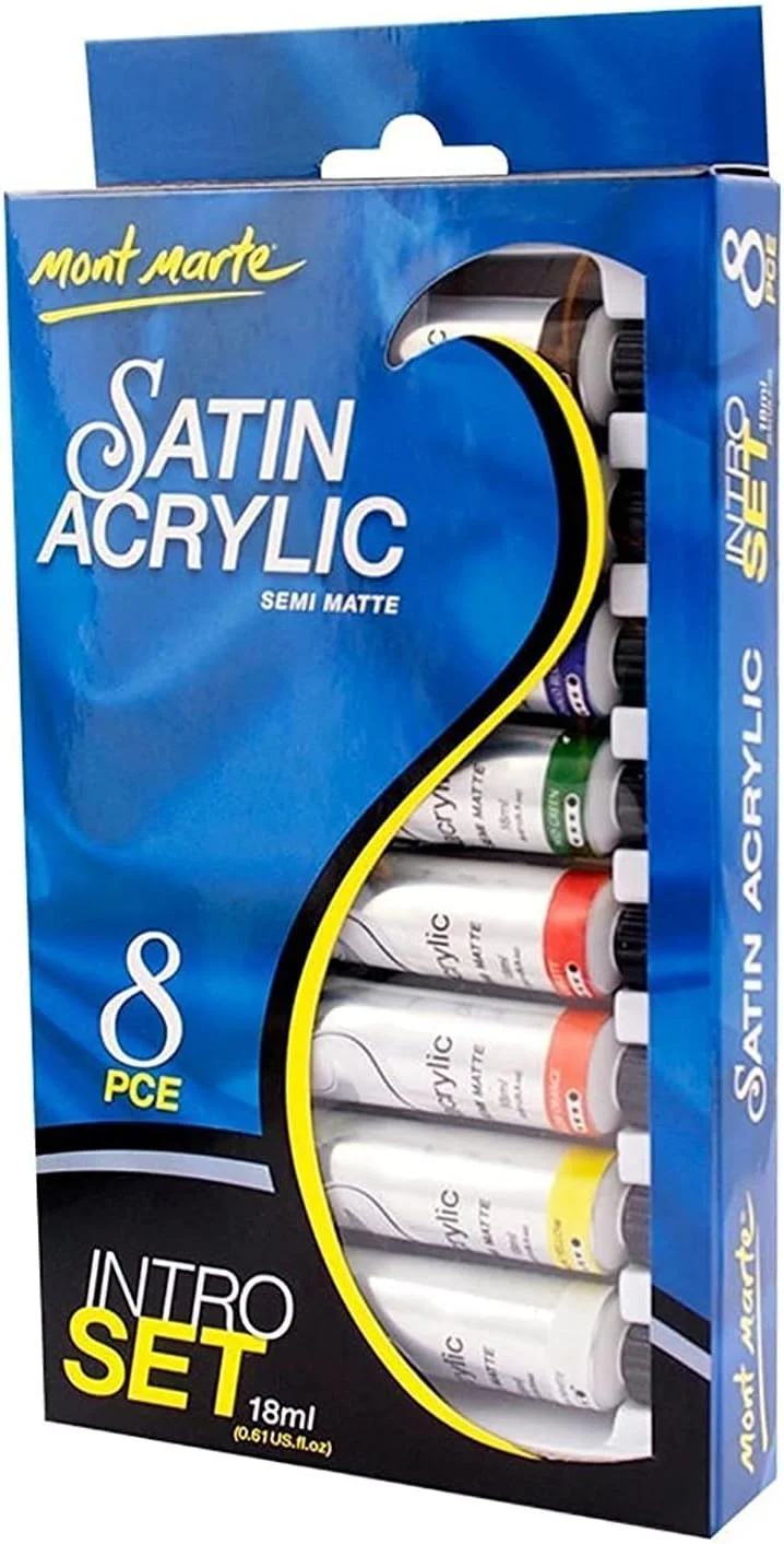 مجموعه مقدماتی رنگ اکریلیک ساتن ممتاز مونت مارته، ۸ عددی، تیوب های ۱۸ میلی لیتری، پوشش نیمه مات، مناسب برای اکثر سطوح مجموعه مقدماتی رنگ اکریلیک ساتن ممتاز مونت مارته، ۸ عددی، تیوب های ۱۸ میلی لیتری، پوشش نیمه مات، مناسب برای اکثر سطوح