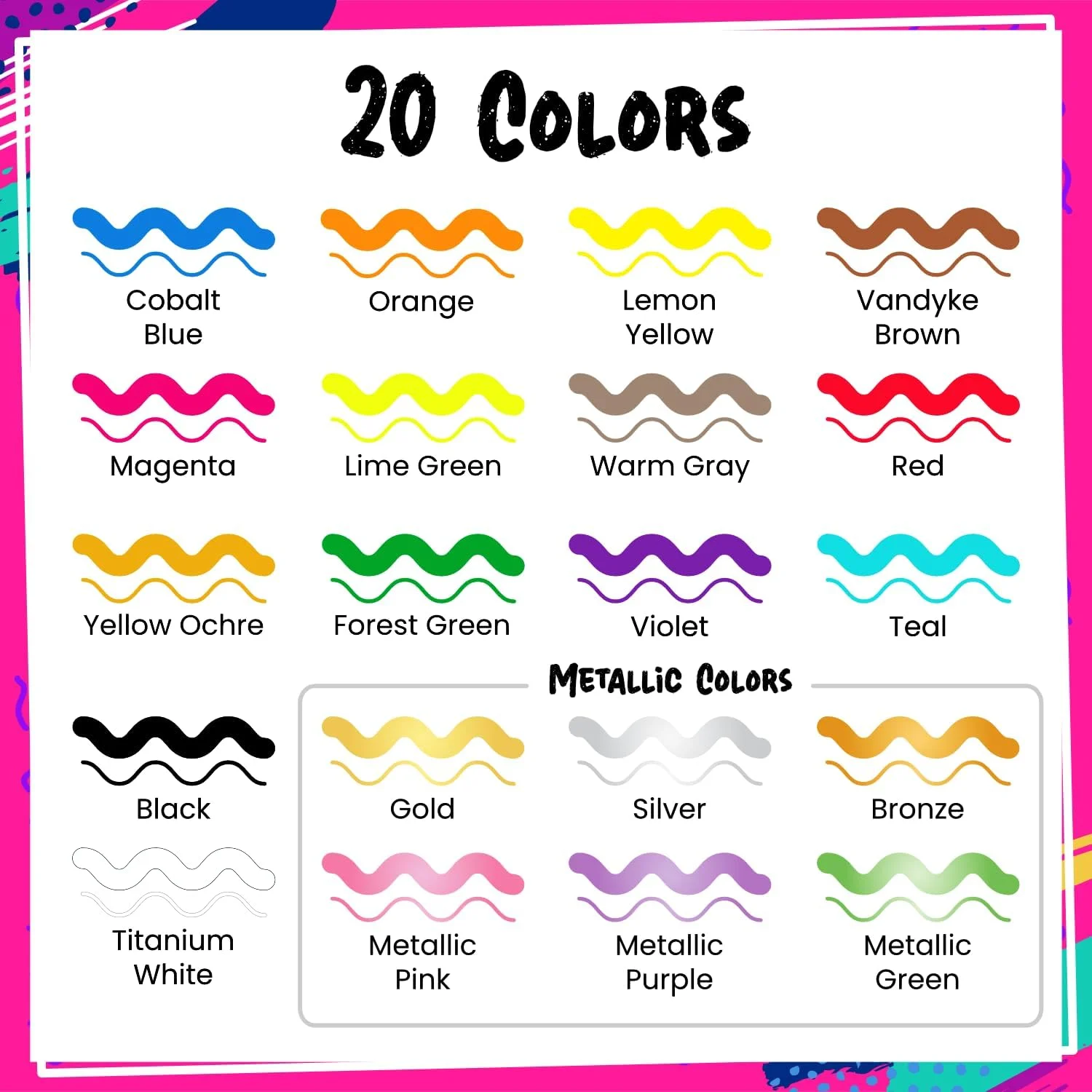 ماژیک های رنگ اکریلیک دو سر Chalkola، 20 عددی - کیت ماژیک اکریلیک برای نقاشی روی سنگ، بوم، چوب، سرامیک، شیشه، پارچه، فلز، کتاب - قلم های رنگ نوک ظریف دائمی و ضد آب برای کودکان و بزرگسالان ماژیک های رنگ اکریلیک دو سر Chalkola، 20 عددی - کیت ماژیک اکریلیک برای نقاشی روی سنگ، بوم، چوب، سرامیک، شیشه، پارچه، فلز، کتاب - قلم های رنگ نوک ظریف دائمی و ضد آب برای کودکان و بزرگسالان