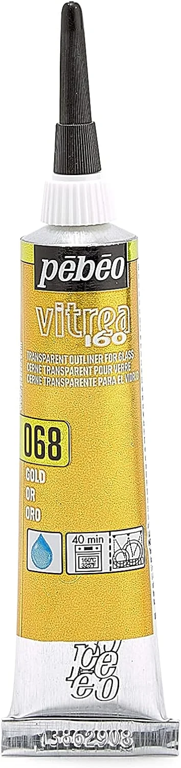 خط کش رنگ شیشه Pebeo Vitrea 160، تیوب 20 میلی لیتری - طلایی (114068)، 0.67 Fl Oz (بسته 1 عددی) خط کش رنگ شیشه Pebeo Vitrea 160، تیوب 20 میلی لیتری - طلایی (114068)، 0.67 Fl Oz (بسته 1 عددی)