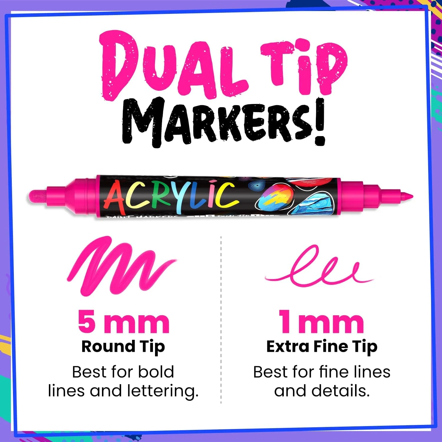 ماژیک های رنگ اکریلیک دو سر Chalkola، 20 عددی - کیت ماژیک اکریلیک برای نقاشی روی سنگ، بوم، چوب، سرامیک، شیشه، پارچه، فلز، کتاب - قلم های رنگ نوک ظریف دائمی و ضد آب برای کودکان و بزرگسالان ماژیک های رنگ اکریلیک دو سر Chalkola، 20 عددی - کیت ماژیک اکریلیک برای نقاشی روی سنگ، بوم، چوب، سرامیک، شیشه، پارچه، فلز، کتاب - قلم های رنگ نوک ظریف دائمی و ضد آب برای کودکان و بزرگسالان