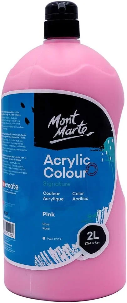رنگ اکریلیک مونت مارته در بطری پمپی 2 لیتری، صورتی رنگ اکریلیک مونت مارته در بطری پمپی 2 لیتری، صورتی