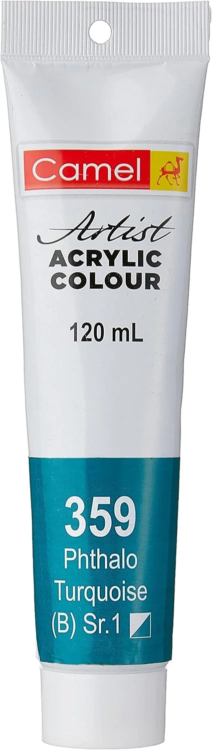 رنگ اکریلیک هنرمند سری Camel، 120 میلی لیتر، 359 فتالو فیروزه ای رنگ اکریلیک هنرمند سری Camel، 120 میلی لیتر، 359 فتالو فیروزه ای