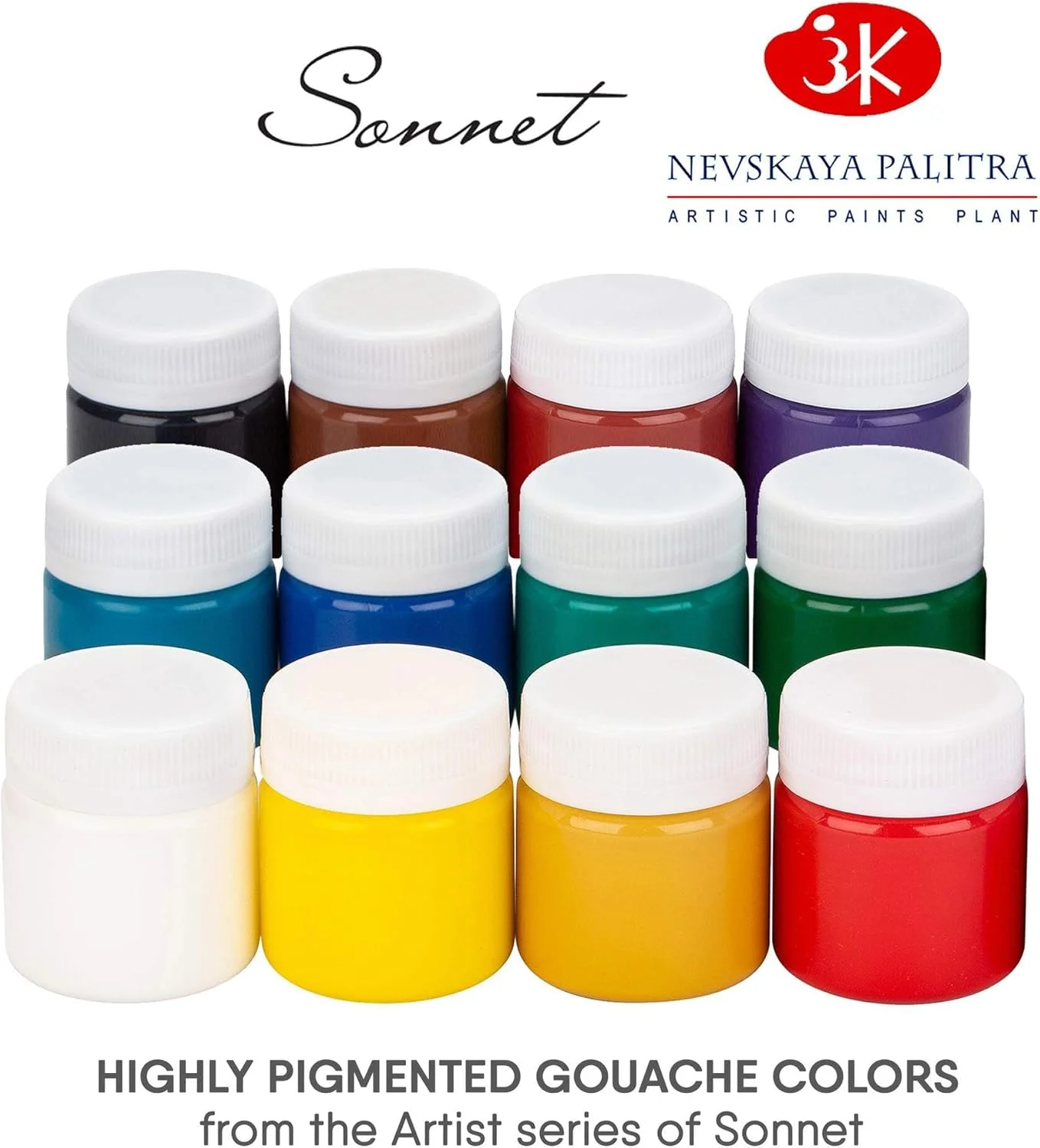 مجموعه رنگ گواش سونِت (12 عدد 40 میلی لیتری). رنگ های گواش پایه آب در 12 رنگدانه بسیار عالی و باشکوه. ساخت نِوسکایا پالیتره مجموعه رنگ گواش سونِت (12 عدد 40 میلی لیتری). رنگ های گواش پایه آب در 12 رنگدانه بسیار عالی و باشکوه. ساخت نِوسکایا پالیتره