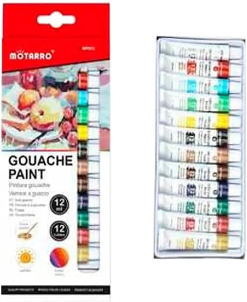 مجموعه رنگ گواش موترو – 12 رنگ زنده | رنگ مات بر پایه آب برای هنرمندان، دانشجویان و مبتدیان | ایده آل برای بوم، کاغذ و تصویرسازی مجموعه رنگ گواش موترو – 12 رنگ زنده | رنگ مات بر پایه آب برای هنرمندان، دانشجویان و مبتدیان | ایده آل برای بوم، کاغذ و تصویرسازی