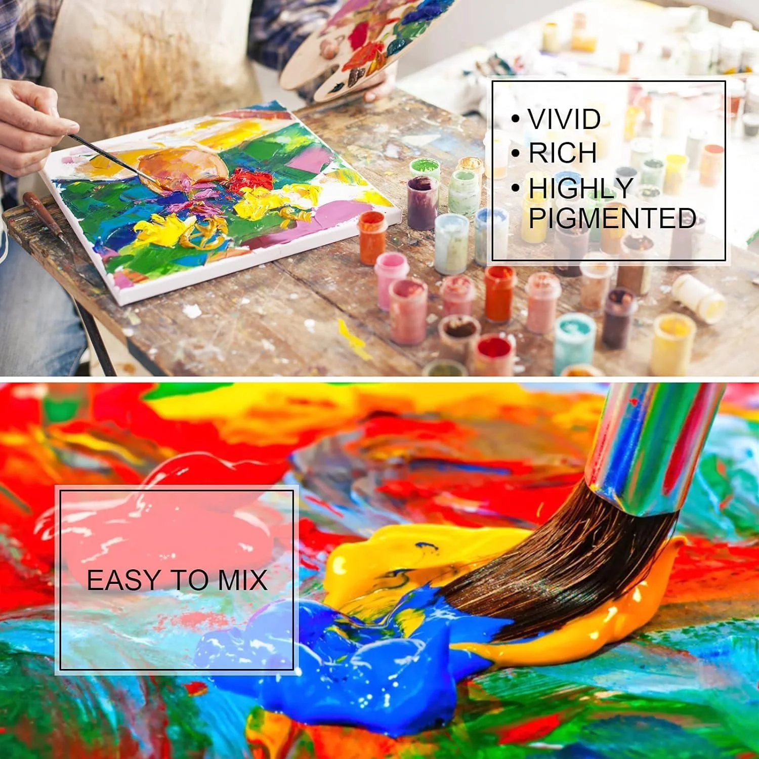 مجموعه رنگ اکریلیک آزونه کرافتز، 24 رنگ غیر سمی، رنگ های هنری اکریلیک غنی از رنگدانه برای هنرمندان و دانشجویان، حرفه ای ها و مبتدیان، مناسب برای کاغذ، بوم، نقاشی روی سنگ، چوب، سرامیک، 25 میلی لیتر مجموعه رنگ اکریلیک آزونه کرافتز، 24 رنگ غیر سمی، رنگ های هنری اکریلیک غنی از رنگدانه برای هنرمندان و دانشجویان، حرفه ای ها و مبتدیان، مناسب برای کاغذ، بوم، نقاشی روی سنگ، چوب، سرامیک، 25 میلی لیتر