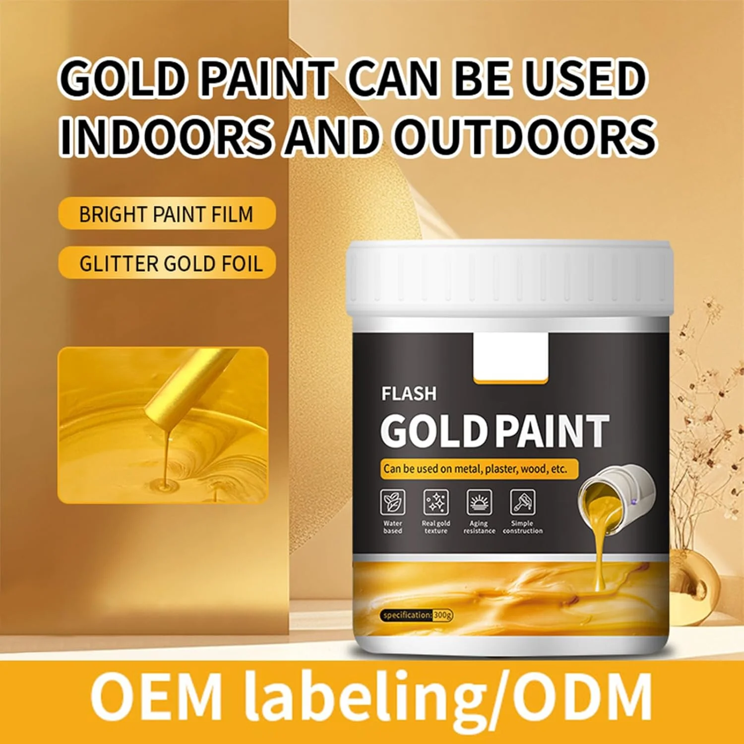 رنگ اکریلیک طلایی، رنگ طلایی هنری، مناسب برای رنگ آمیزی آثار هنری دست ساز، بوم، چوب، سرامیک و غیره رنگ اکریلیک طلایی، رنگ طلایی هنری، مناسب برای رنگ آمیزی آثار هنری دست ساز، بوم، چوب، سرامیک و غیره