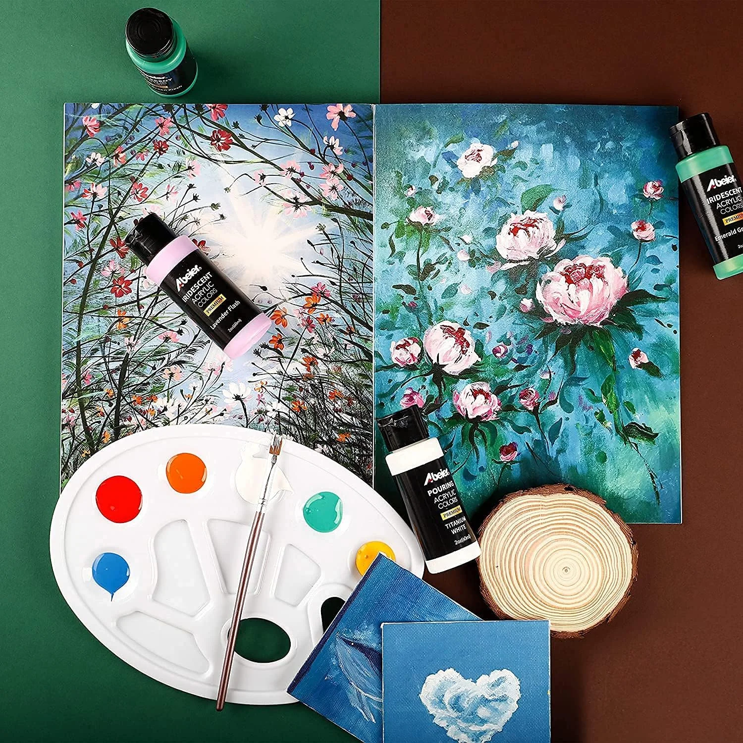 رنگ اکریلیک رنگین کمانی ABEIER، مجموعه 18 رنگ آفتاب پرست، بطری 60 میلی لیتری، تغییر رنگ، غیر سمی، ویسکوزیته بالا، قابل ترکیب، رنگ آمیزی روی سنگ، بوم، چوب، پارچه، سرامیک و سنگ