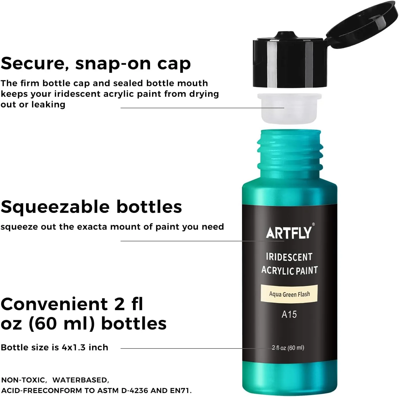 ست رنگ اکریلیک رنگین کمانی ARTFLY، 20 رنگ آفتاب پرست در بطری های 60 میلی لیتری، رنگ اکریلیک تغییر رنگ دهنده، رنگ تغییر رنگ عالی برای هنرمندان، مبتدیان روی بوم، سنگ، چوب، پارچه، سرامیک