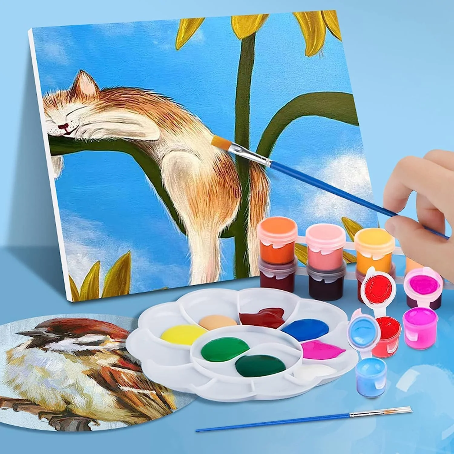 ست 140 عددی رنگ اکریلیک مینی، نوار رنگ اکریلیک 12 رنگ قابل شستشو برای رنگ آمیزی صنایع دستی کودکان و بزرگسالان، تخم مرغ های عید پاک، هدایای کریسمس، ایده هدیه تعطیلات کلاسی دانش آموزان