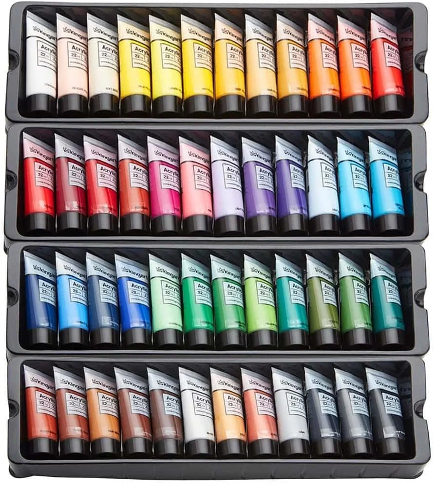 مجموعه رنگ اکریلیک 48 عددی 22 میلی لیتری Kingart 500-48، رنگ های منحصر به فرد 48 تکه