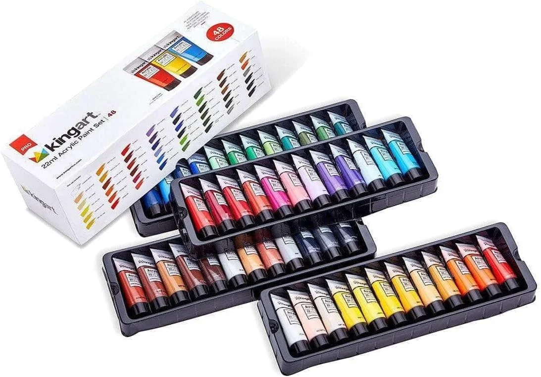 مجموعه رنگ اکریلیک 48 عددی 22 میلی لیتری Kingart 500-48، رنگ های منحصر به فرد 48 تکه مجموعه رنگ اکریلیک 48 عددی 22 میلی لیتری Kingart 500-48، رنگ های منحصر به فرد 48 تکه