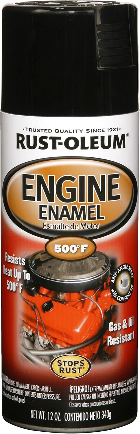 رنگ اسپری لعابی موتور خودرو Rust-Oleum 248932، مشکی براق، 12 اونس