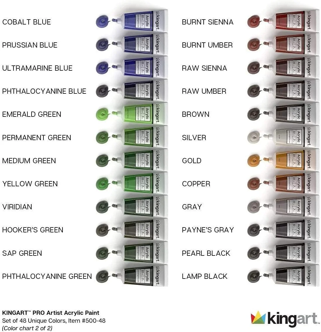 مجموعه رنگ اکریلیک 48 عددی 22 میلی لیتری Kingart 500-48، رنگ های منحصر به فرد 48 تکه مجموعه رنگ اکریلیک 48 عددی 22 میلی لیتری Kingart 500-48، رنگ های منحصر به فرد 48 تکه