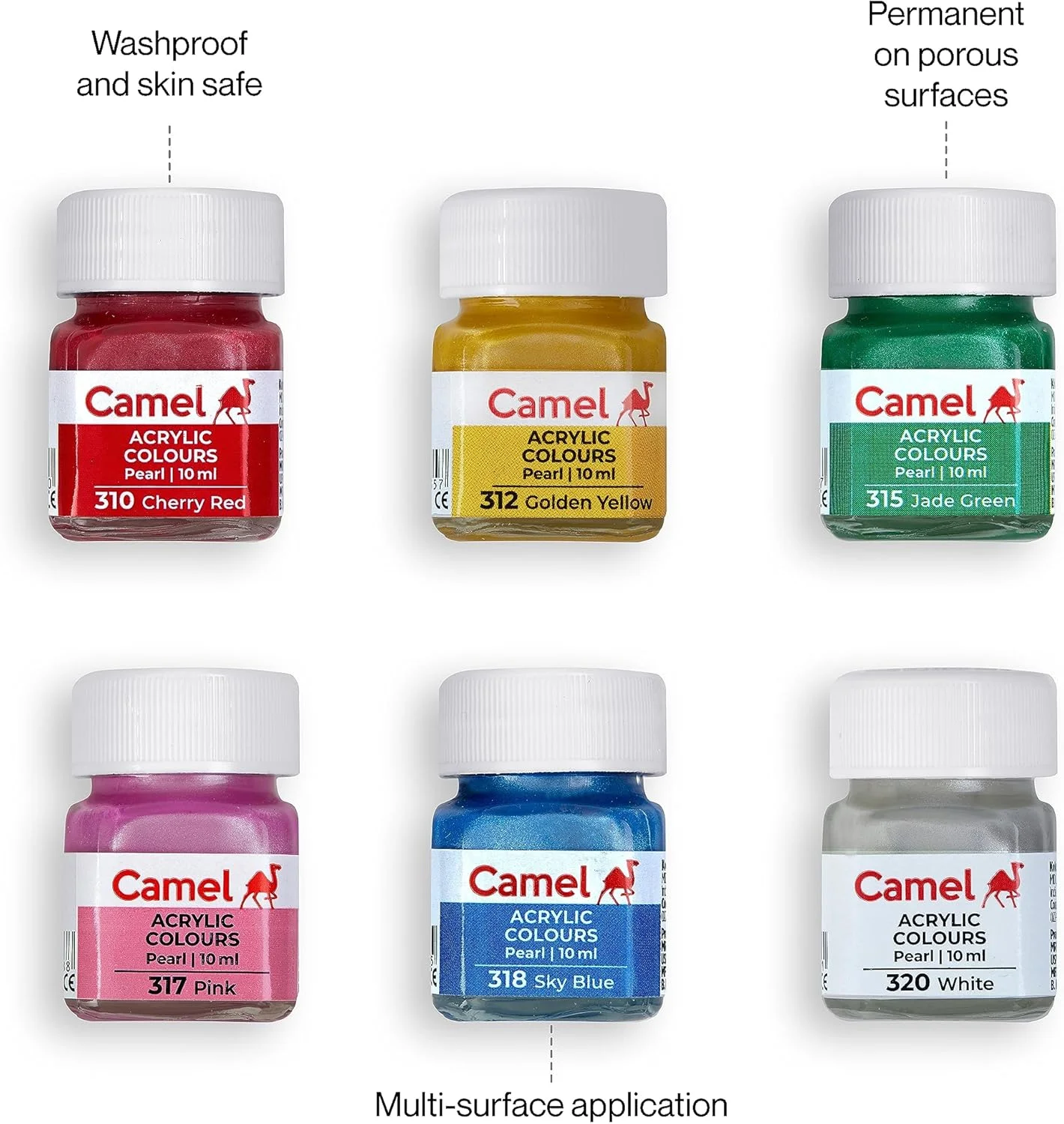 رنگ اکریلیک مرواریدی Camel Fabrica، 10 میلی لیتر، 6 رنگ رنگ اکریلیک مرواریدی Camel Fabrica، 10 میلی لیتر، 6 رنگ