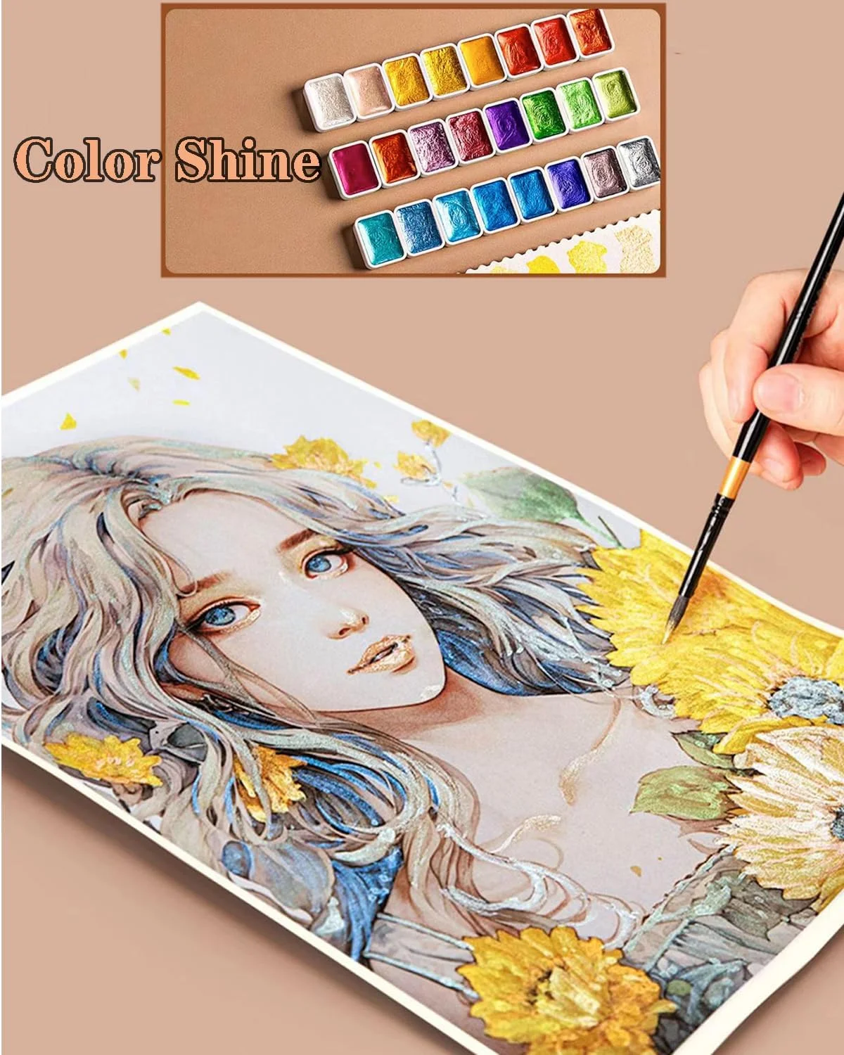 مجموعه رنگ آمیزی آبرنگ، مجموعه نقاشی آبرنگ 20 رنگ برای کودکان، کیت نقاشی براق و متالیک، رنگ آبرنگ صدفی برای نقاشی هنری مجموعه رنگ آمیزی آبرنگ، مجموعه نقاشی آبرنگ 20 رنگ برای کودکان، کیت نقاشی براق و متالیک، رنگ آبرنگ صدفی برای نقاشی هنری