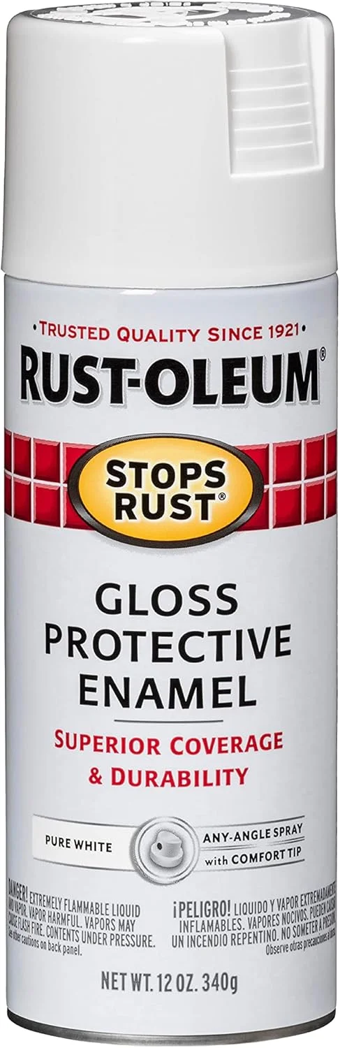 اسپری رنگ محافظتی ضد زنگ براق Rust-Oleum Stops Rust - 250702-12 اونس، سفید خالص