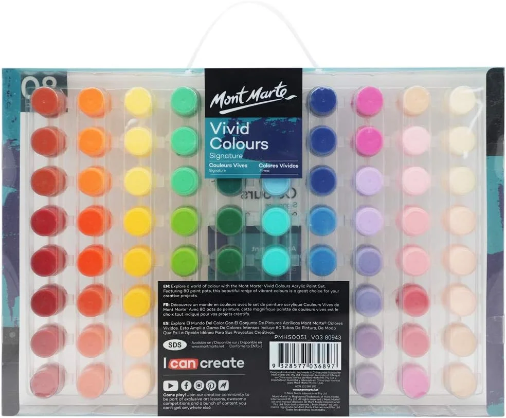 مجموعه رنگ اکریلیک 80 عددی مونت مارته - رنگ های زنده