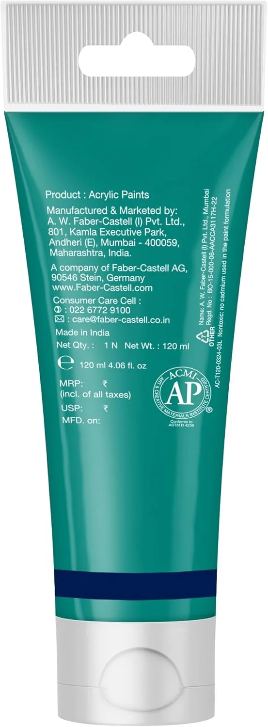 رنگ اکریلیک فابر-کاستل 120 میلی لیتر تیوبی - سبز کبالت