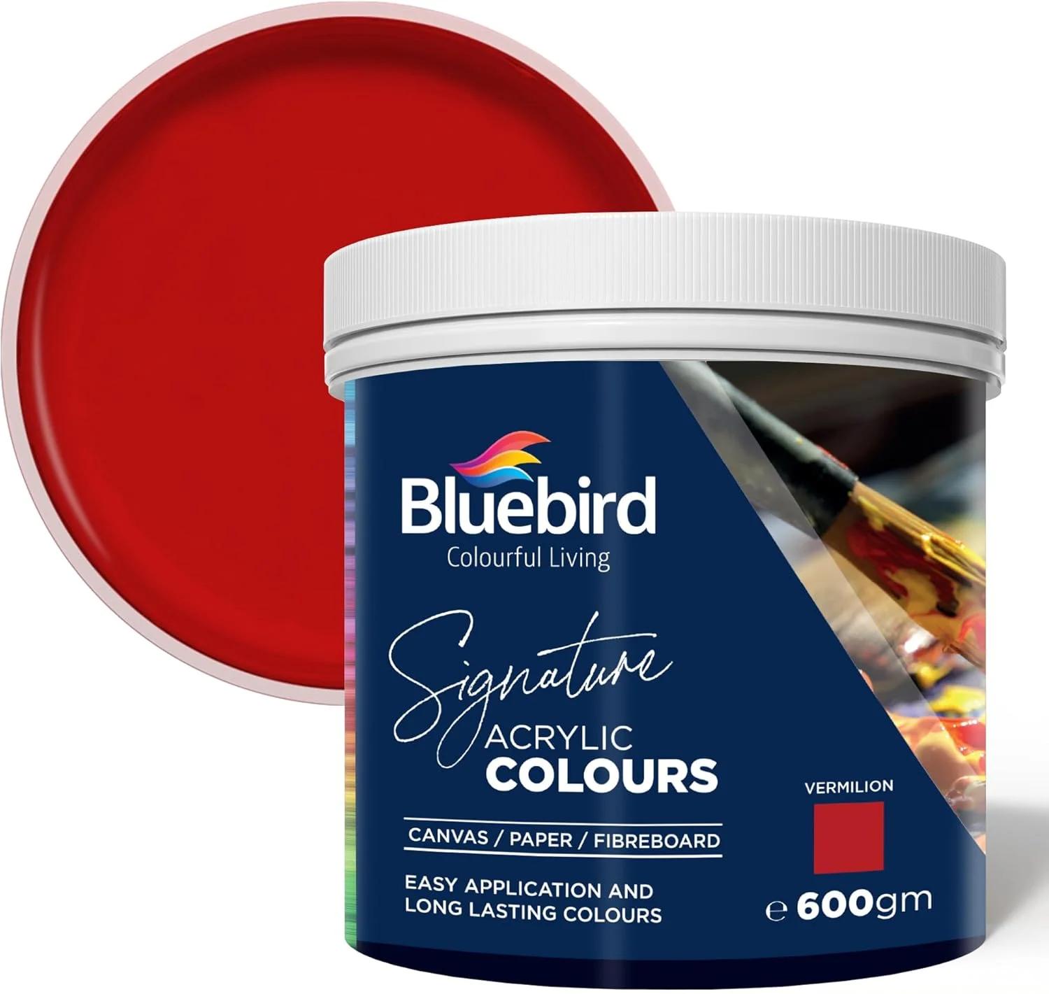 رنگ اکریلیک حرفه ای BLUEBIRD، 600 میلی لیتر، ورمیلون، رنگ اکریلیک حرفه ای برای متخصصان، بزرگسالان و هنرمندان