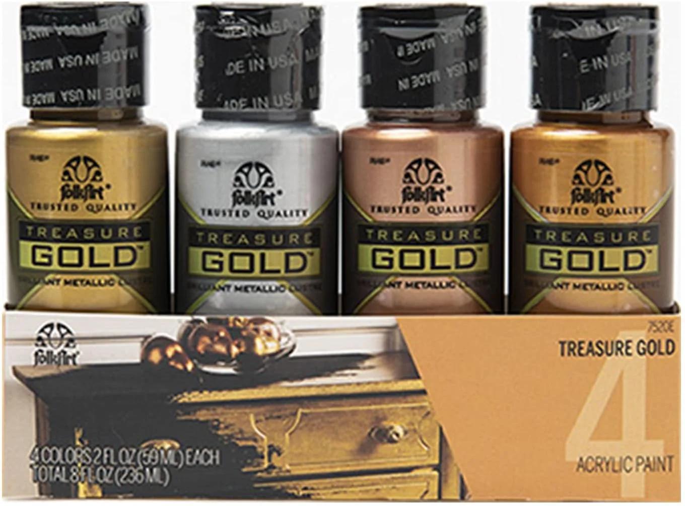 مجموعه رنگ اکریلیک طلایی ترژر پلاد برای صنایع دستی، 4 بطری، 59 میلی لیتر (بسته 4 عددی)