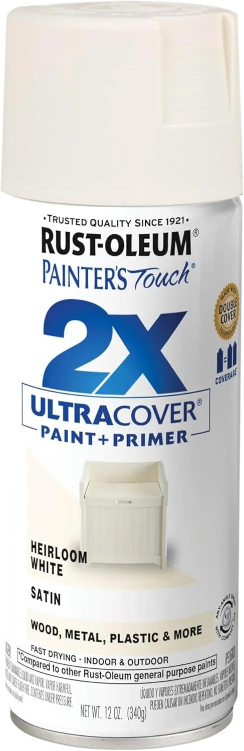 رنگ اسپری Rust-Oleum مدل Painter'S Touch 2X Ultra Cover، پوشش ساتن، سفید، 340 گرم (بسته 1 عددی)، بسته بندی ممکن است متفاوت باشد