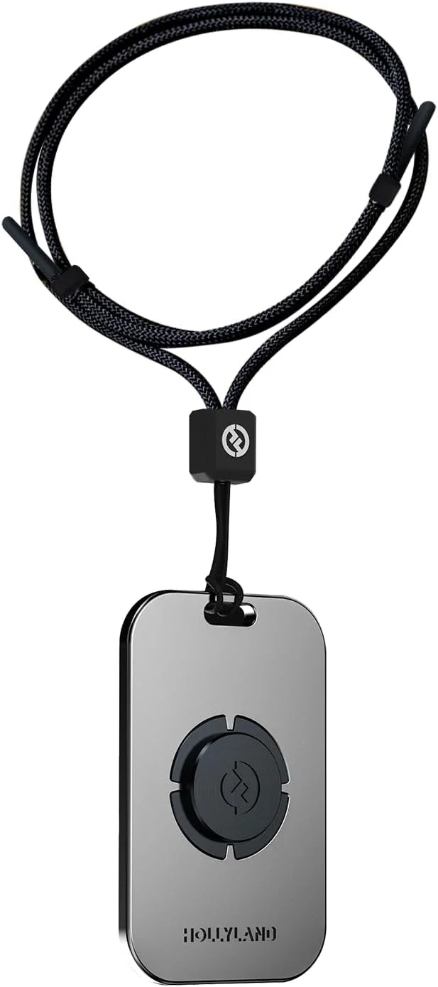 HollyView Hollyland Adjustable Durable Long Neck Lanyard with Magnetic Metal Plate for Hollyland Lark Max Wireless Lavalier Microphone, Black