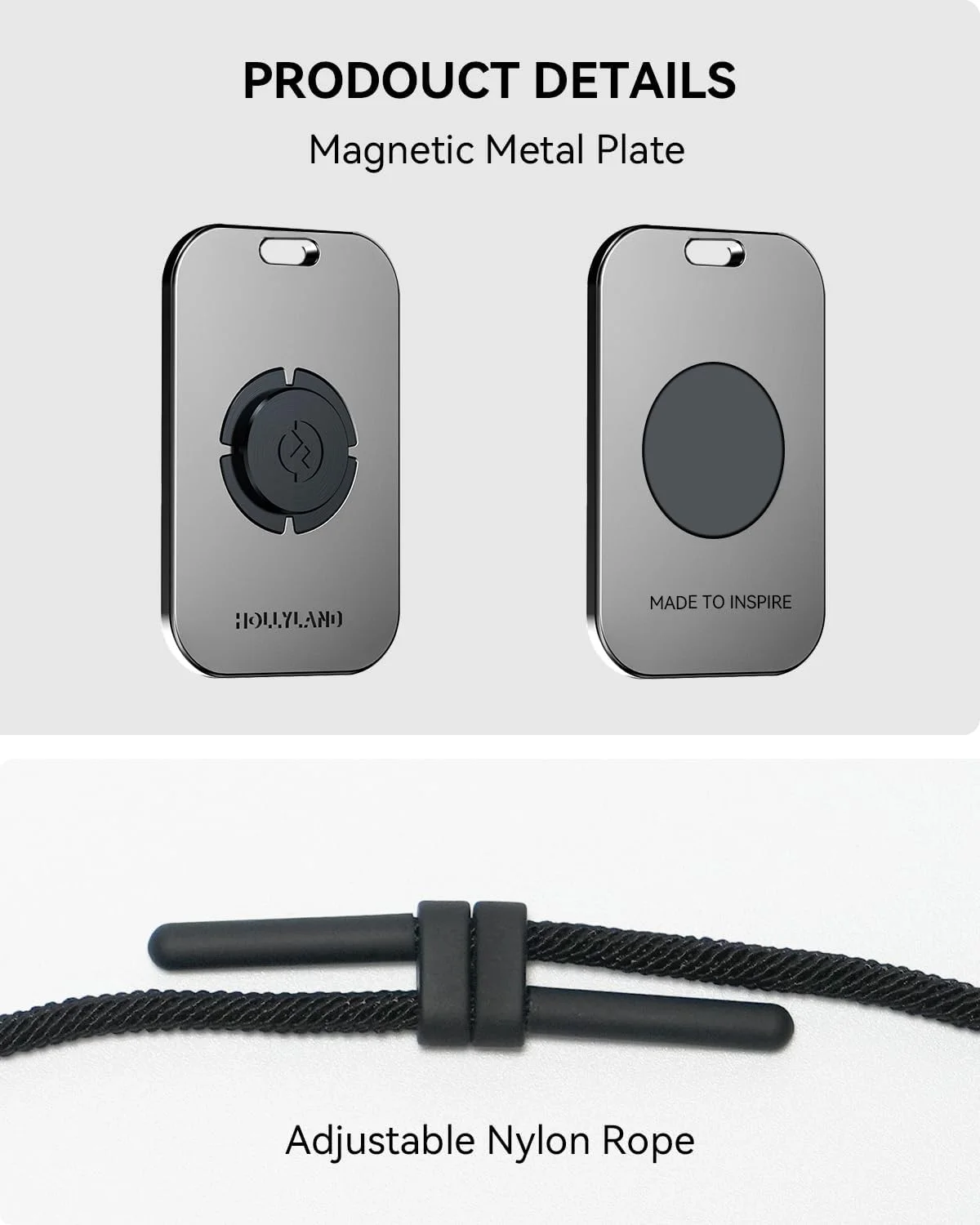 HollyView Hollyland Adjustable Durable Long Neck Lanyard with Magnetic Metal Plate for Hollyland Lark Max Wireless Lavalier Microphone, Black