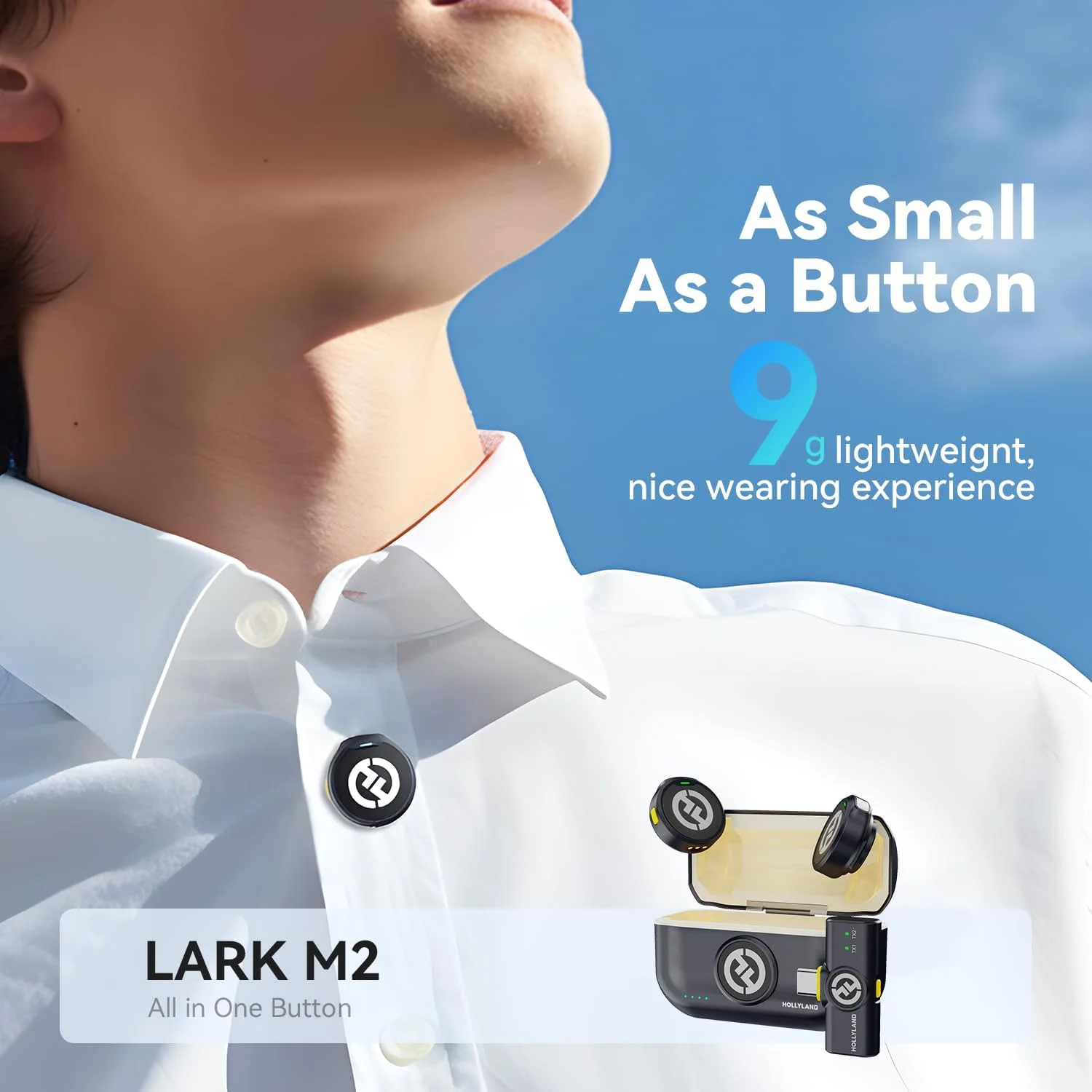 میکروفون یقه ای بی سیم Hollyland Lark M2 برای آیفون 15/15 پرو/15 پرو مکس/اندروید، صدای Hi-Fi، میکروفون مینی، برد 300 متری، حذف نویز، 30 ساعت دوام برای ولاگ یوتیوبر - مشکی میکروفون یقه ای بی سیم Hollyland Lark M2 برای آیفون 15/15 پرو/15 پرو مکس/اندروید، صدای Hi-Fi، میکروفون مینی، برد 300 متری، حذف نویز، 30 ساعت دوام برای ولاگ یوتیوبر - مشکی