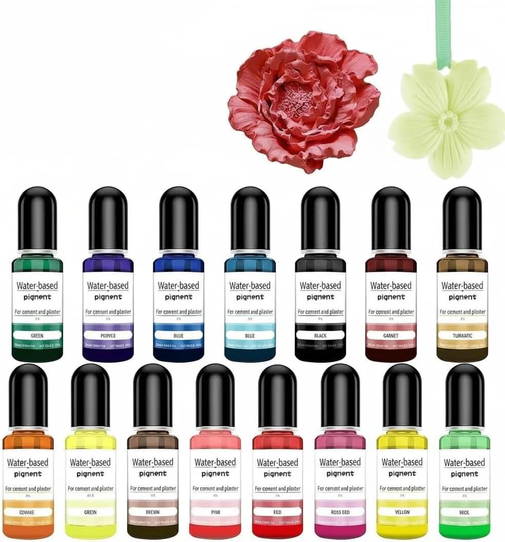 رنگ رزین اپوکسی برای ریخته‌گری، پودر، بتن، گچ، رنگ مایع، سیمان، ساخت جواهرات رزینی، ساختنی DIY، مجموعه شامل سبز، بنفش، آبی، قرمز، زرد، صورتی، نارنجی و بیشتر، ۱۰ میلی‌لیتر