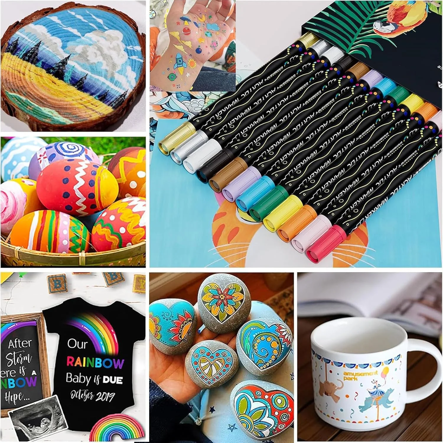 قلم های رنگ اکریلیک، نشانگرهای 12 رنگ با نوک دوگانه، نوک های ظریف 1 میلی متری و نقطه ای 5 میلی متری، برای نقاشی روی سنگ، پارچه، بوم، شیشه، چوب، صنایع دستی کاغذی، لوازم هنری DIY قلم های رنگ اکریلیک، نشانگرهای 12 رنگ با نوک دوگانه، نوک های ظریف 1 میلی متری و نقطه ای 5 میلی متری، برای نقاشی روی سنگ، پارچه، بوم، شیشه، چوب، صنایع دستی کاغذی، لوازم هنری DIY