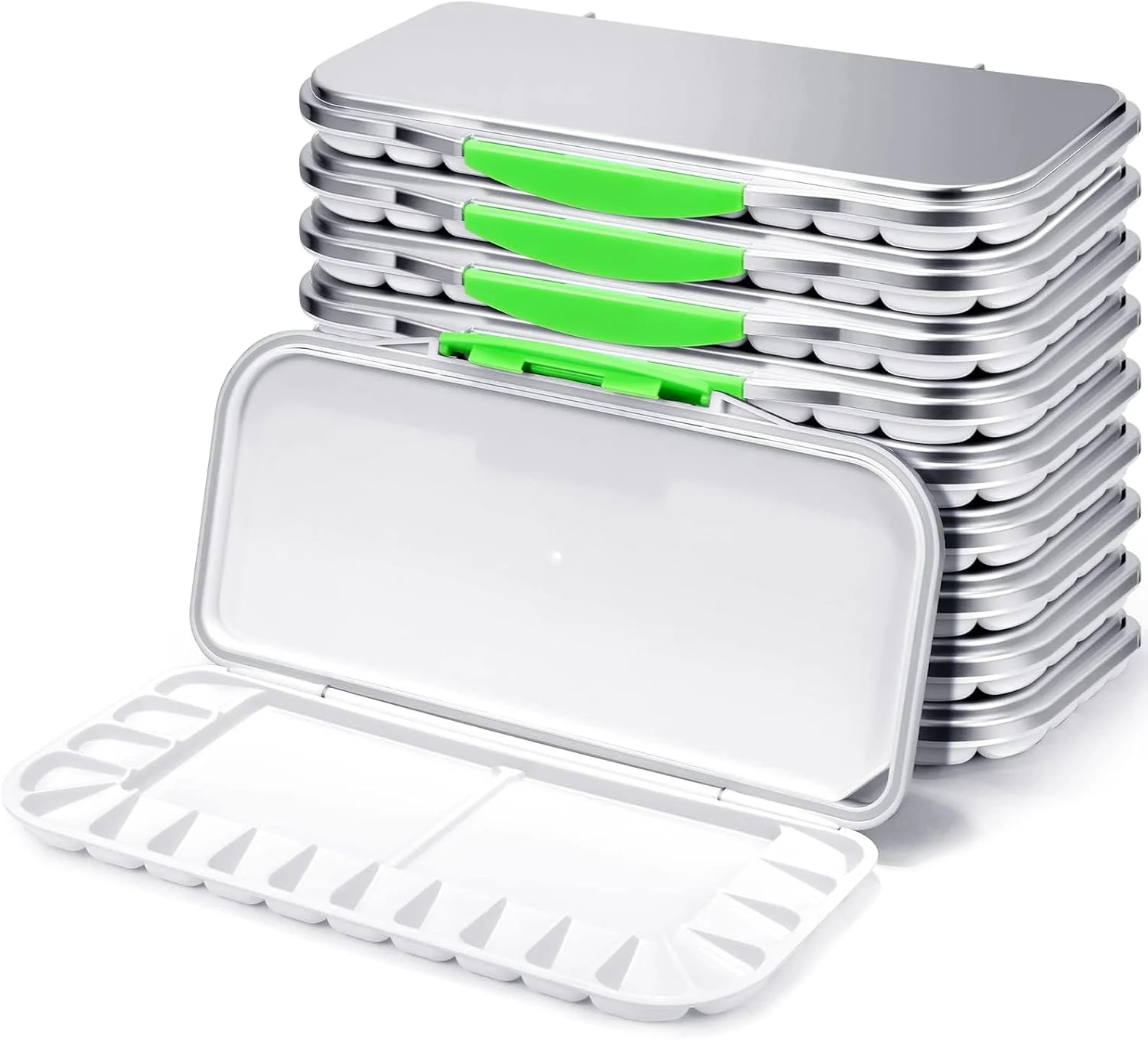 جعبه پالت آبرنگ تاشو و ضد هوا KASTWAVE، 2 عددی، دارای 18 خانه رنگ و 2 ناحیه ترکیب رنگ، پالت رنگ پلاستیکی با درب، مناسب برای هنرمندان، نقاشان و مسافرت