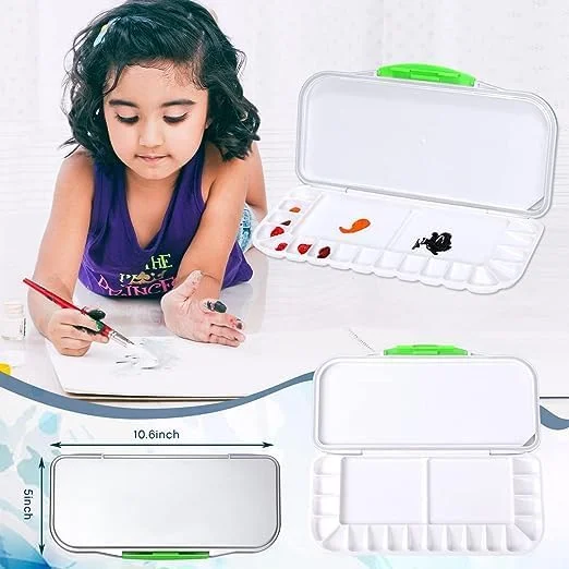 جعبه پالت آبرنگ تاشو و ضد هوا KASTWAVE، 2 عددی، دارای 18 خانه رنگ و 2 ناحیه ترکیب رنگ، پالت رنگ پلاستیکی با درب، مناسب برای هنرمندان، نقاشان و مسافرت