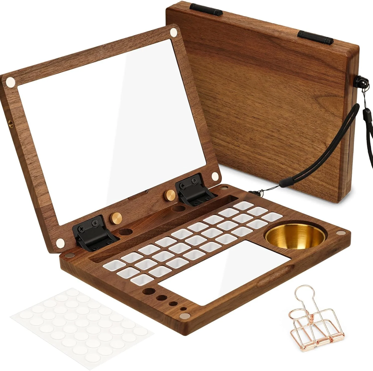 جعبه رنگ مسافرتی قابل حمل KASTWAVE، پالت چوبی چند منظوره، با 27 خانه، جای برس و نگهدارنده، فنجان تمیز کننده، مناسب برای آبرنگ، گواش، اکریلیک و نقاشی رنگ روغن (بدون رنگ و پایه) جعبه رنگ مسافرتی قابل حمل KASTWAVE، پالت چوبی چند منظوره، با 27 خانه، جای برس و نگهدارنده، فنجان تمیز کننده، مناسب برای آبرنگ، گواش، اکریلیک و نقاشی رنگ روغن (بدون رنگ و پایه)