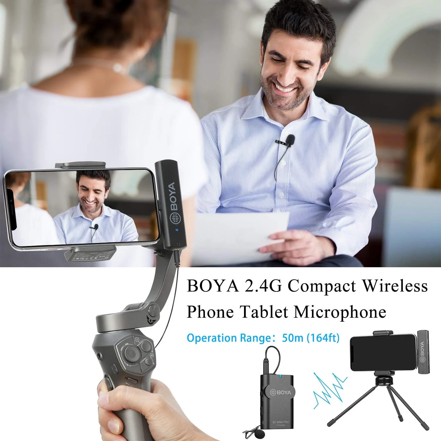 سیستم میکروفون یقه ای بی سیم BOYA by-WM4 Pro با 2 فرستنده و 1 گیرنده اتصال لایتنینگ برای دستگاه های آیفون، آیپد، iOS، پخش زنده، وبلاگ - USB سیستم میکروفون یقه ای بی سیم BOYA by-WM4 Pro با 2 فرستنده و 1 گیرنده اتصال لایتنینگ برای دستگاه های آیفون، آیپد، iOS، پخش زنده، وبلاگ - USB