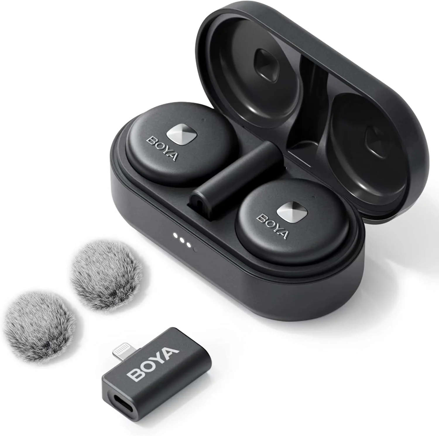 میکروفون یقه ای بی سیم BOYA Omic-D برای آیفون، آیپد، iOS، میکروفون لاوالیر گیره ای مغناطیسی با جعبه شارژ بی سیم، کاهش نویز انتقال 50 متری برای ضبط ویدیو میکروفون یقه ای بی سیم BOYA Omic-D برای آیفون، آیپد، iOS، میکروفون لاوالیر گیره ای مغناطیسی با جعبه شارژ بی سیم، کاهش نویز انتقال 50 متری برای ضبط ویدیو