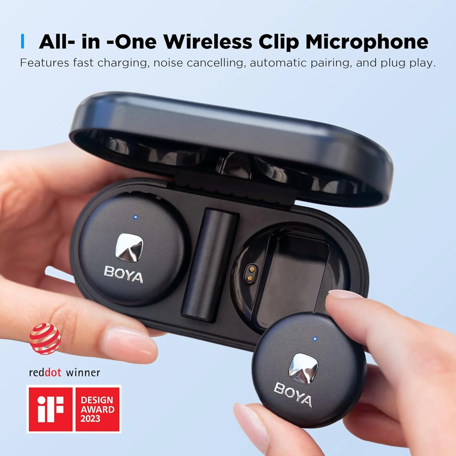 میکروفون یقه ای بی سیم BOYA Omic-D برای آیفون، آیپد، iOS، میکروفون لاوالیر گیره ای مغناطیسی با جعبه شارژ بی سیم، کاهش نویز انتقال 50 متری برای ضبط ویدیو میکروفون یقه ای بی سیم BOYA Omic-D برای آیفون، آیپد، iOS، میکروفون لاوالیر گیره ای مغناطیسی با جعبه شارژ بی سیم، کاهش نویز انتقال 50 متری برای ضبط ویدیو