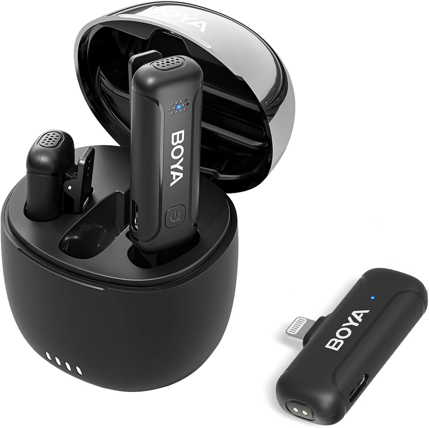 میکروفون یقه ای بی سیم BOYA BY-WM3T-D2، میکروفون گیره ای بی سیم با قابلیت حذف نویز، میکروفون یقه ای دارای گواهی MFi با اتصال لایتنینگ، مناسب برای آیفون، آیپد و iOS