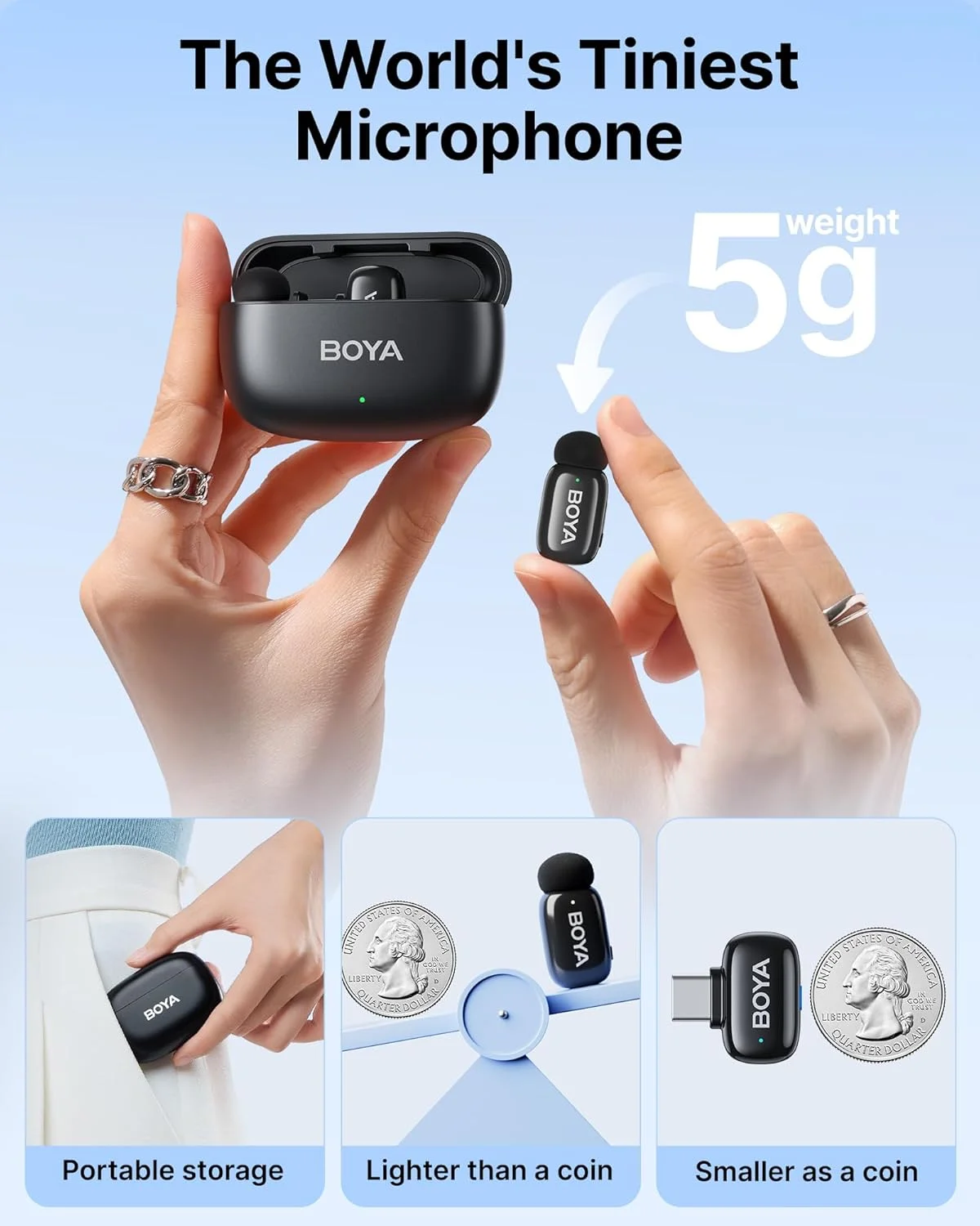 میکروفون بیسیم مینی BOYA برای آیفون، اندروید، 5G فوق سبک، میکروفون یقه ای بیسیم، تغییر دهنده صدای هوش مصنوعی، کاهش نویز هوش مصنوعی، میکروفون تلفن یقه ای، 30 ساعت استفاده، میکروفون گیره ای با USB-C/Lightning میکروفون بیسیم مینی BOYA برای آیفون، اندروید، 5G فوق سبک، میکروفون یقه ای بیسیم، تغییر دهنده صدای هوش مصنوعی، کاهش نویز هوش مصنوعی، میکروفون تلفن یقه ای، 30 ساعت استفاده، میکروفون گیره ای با USB-C/Lightning