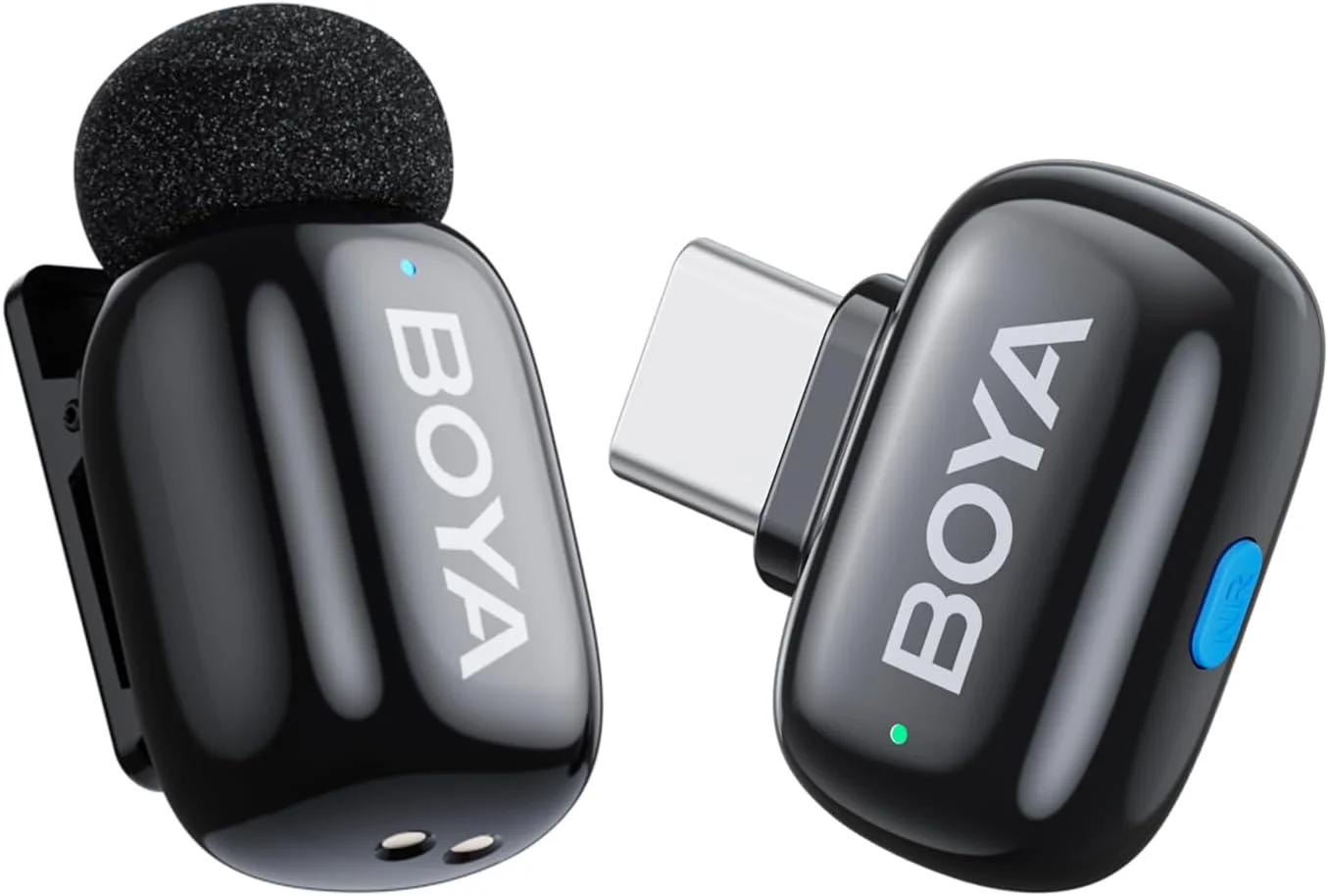میکروفون یقه ای بی سیم Boyamini برای آیفون 15/16، اندروید، پورت USB-C، میکروفون فوق العاده کوچک با قابلیت کاهش نویز، تغییر صدای هوش مصنوعی، میکروفون یقه ای برای تولیدکنندگان محتوای ولاگ، تیک تاک و یوتیوب