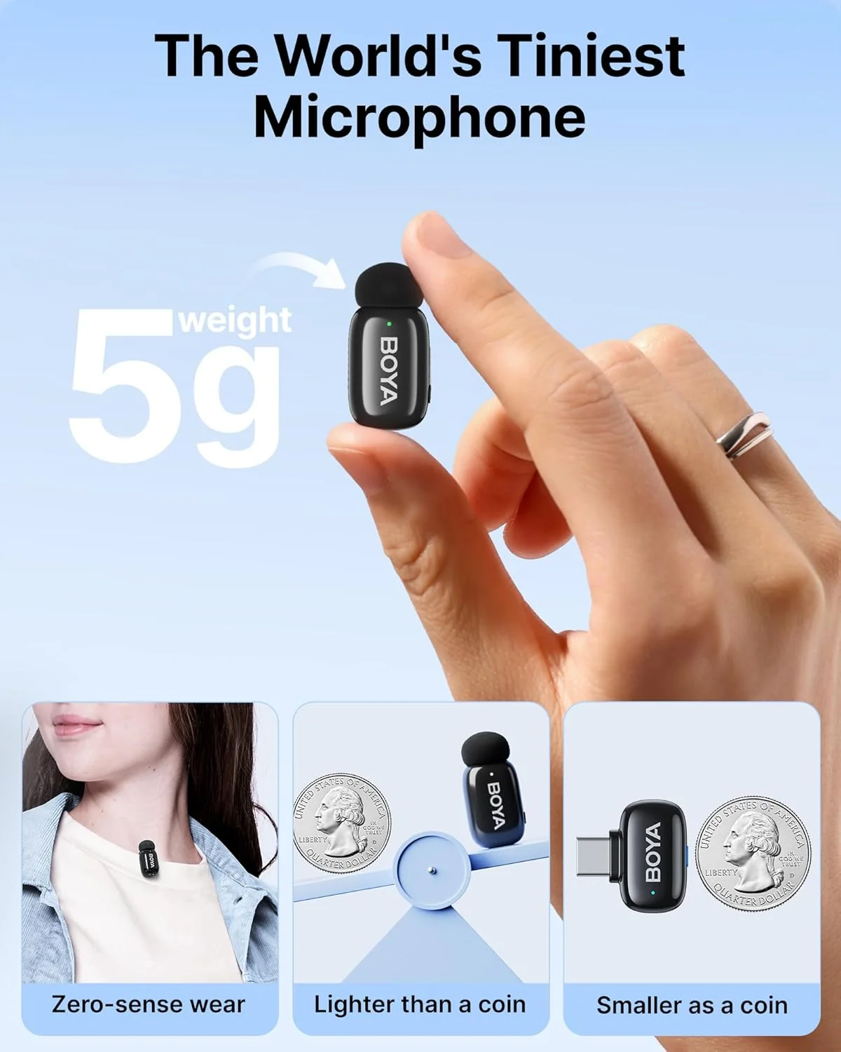 BOYA mini Wireless Lavalier Microphone for iPhone 15/16 Android Smartphone/PC/Tablet with Type-C input, AI Voice Change, Noise Reduce, 6H Battery Life & 328ft Range for Youtube Podcast Vlog TikTok BOYA mini Wireless Lavalier Microphone for iPhone 15/16 Android Smartphone/PC/Tablet with Type-C input, AI Voice Change, Noise Reduce, 6H Battery Life & 328ft Range for Youtube Podcast Vlog TikTok