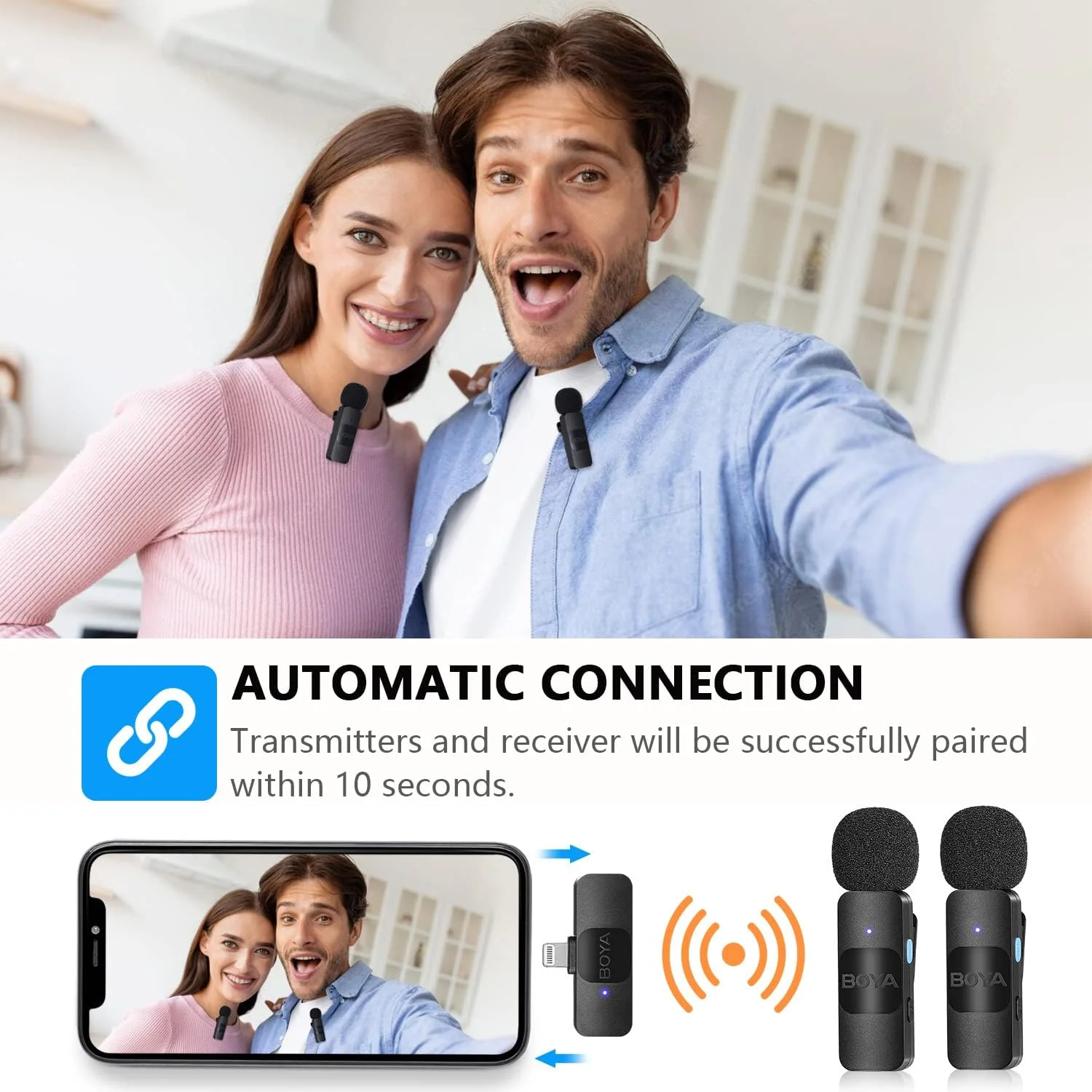 میکروفون دوگانه BOYA آیفون، میکروفون یقهای بیسیم BY-V2 برای آیپد - میکروفون لاو حرفهای ضبط ویدیو، 2 میکروفون کلیپسی برای مصاحبه، ولاگ، پخش زنده و پادکست یوتیوب، لایتنینگ میکروفون دوگانه BOYA آیفون، میکروفون یقهای بیسیم BY-V2 برای آیپد - میکروفون لاو حرفهای ضبط ویدیو، 2 میکروفون کلیپسی برای مصاحبه، ولاگ، پخش زنده و پادکست یوتیوب، لایتنینگ